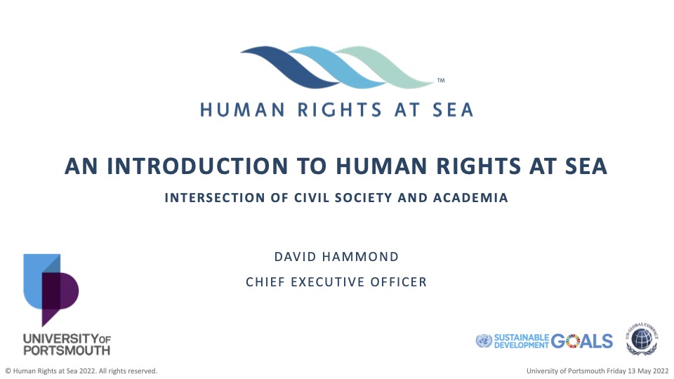 An introduction to Human Rights at Sea for the United States Department Of Labor
